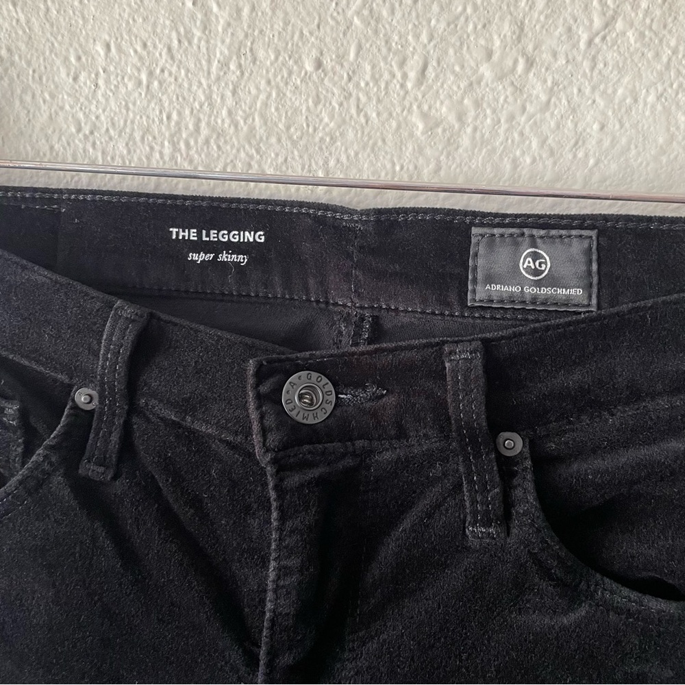 AG Adriano Goldschmied Velvet The Legging Super Skinny Pants Women’s 26 Black - Picture 4 of 13